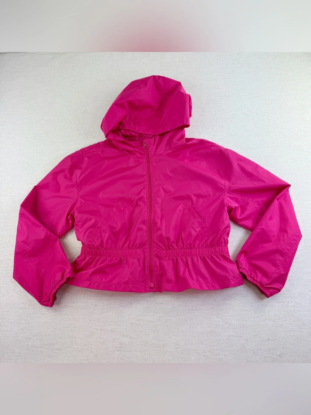 Gap‎ Girls' Hooded cropped Windbreaker Jacket long sleeve light weight fuchsia